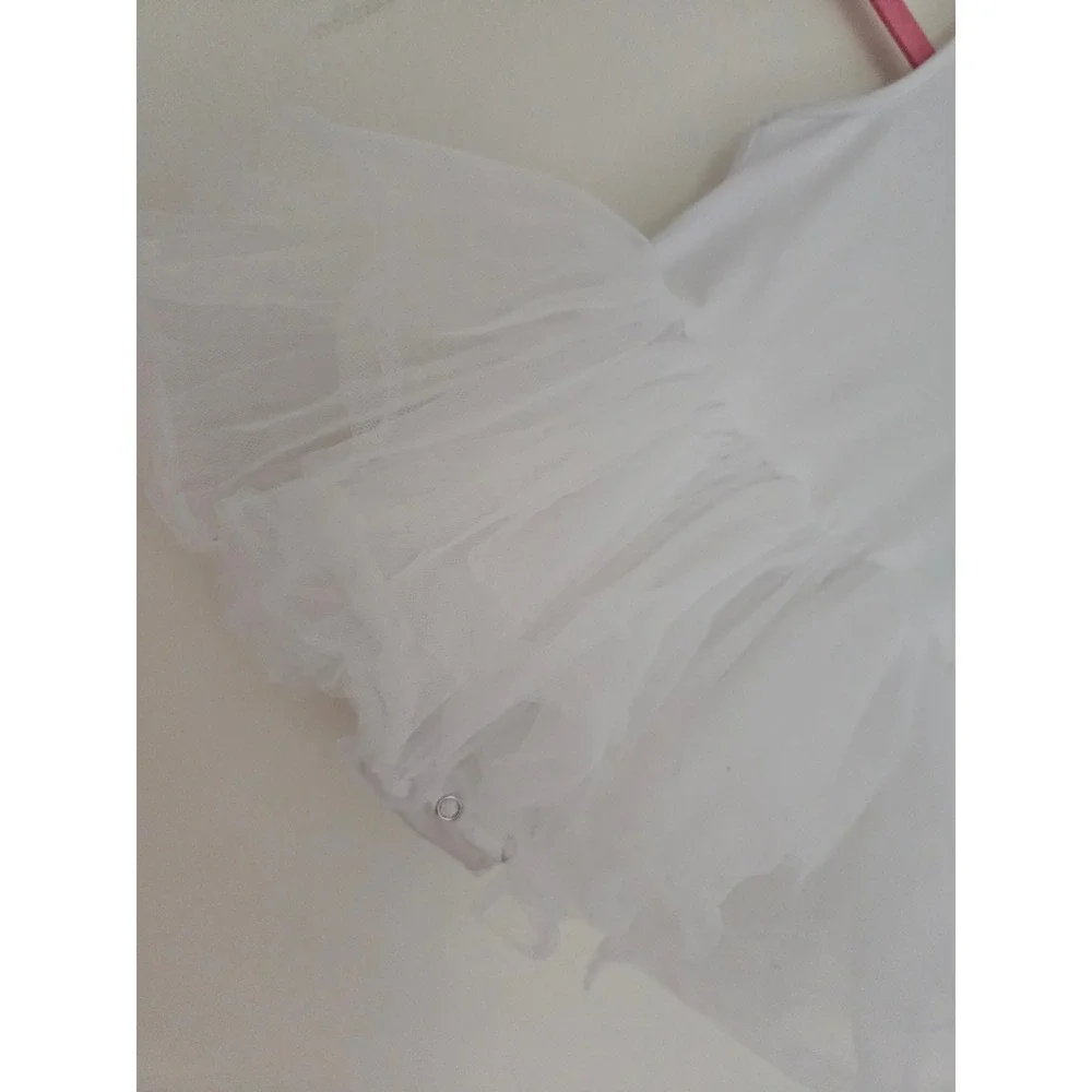 iloveplum White Tutu Bodysuit Toddler 2Y Sleeveless Tulle Dress Skirted Leotard